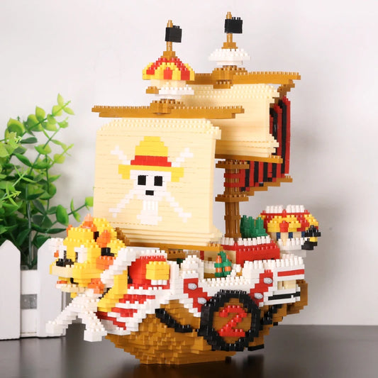 2385pcs+ One Piece Thousand Sunny Mini Brick Pirates Ship – 3D Anime Micro Building Block Toy