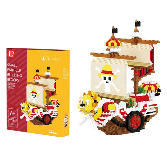 2385pcs+ One Piece Thousand Sunny Mini Brick Pirates Ship – 3D Anime Micro Building Block Toy