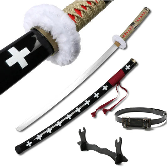 104cm Roronoa Zoro Katana – Japanese Anime Cosplay Weapon Prop with Bamboo Blade, Belt &amp; Sword Holder