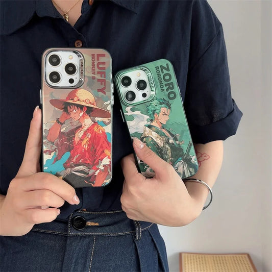 Luffy Hat & Roronoa Zoro Plating Anime Phone Case