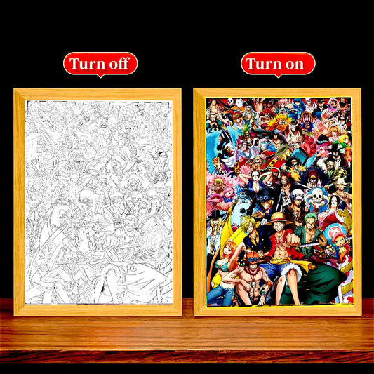 Anime Figure One Piece Light Painting Photo Frame