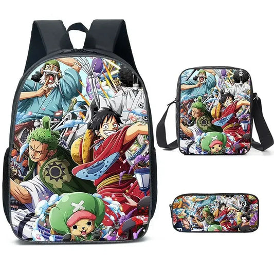 3PC-SET One Piece Luffy Schoolbag Backpack