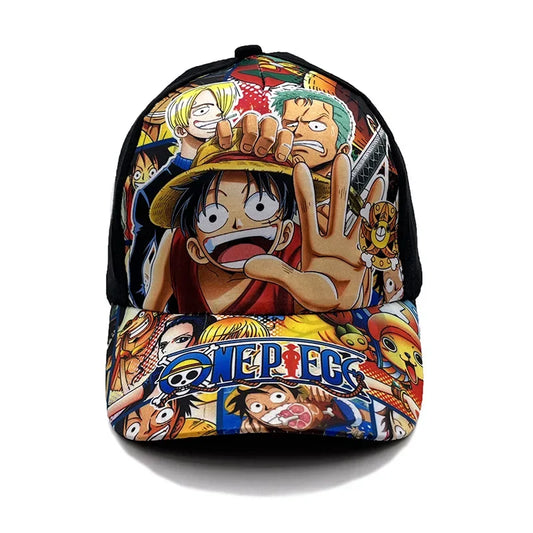 One Piece Anime Baseball Cap – Adjustable Luffy Print Summer Sun Hat